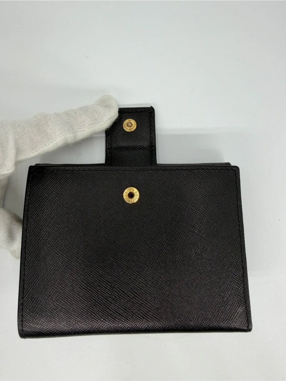 Prada Black Saffiano Leather Compact Wallet with Gold Logo New In Box w/COA - Picture 8 of 14
